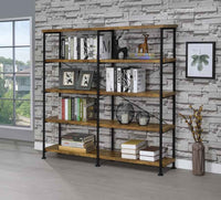 Analiese 63-inch 4-shelf Double Bookshelf Rustic Nutmeg