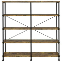 Analiese 63-inch 4-shelf Double Bookshelf Rustic Nutmeg