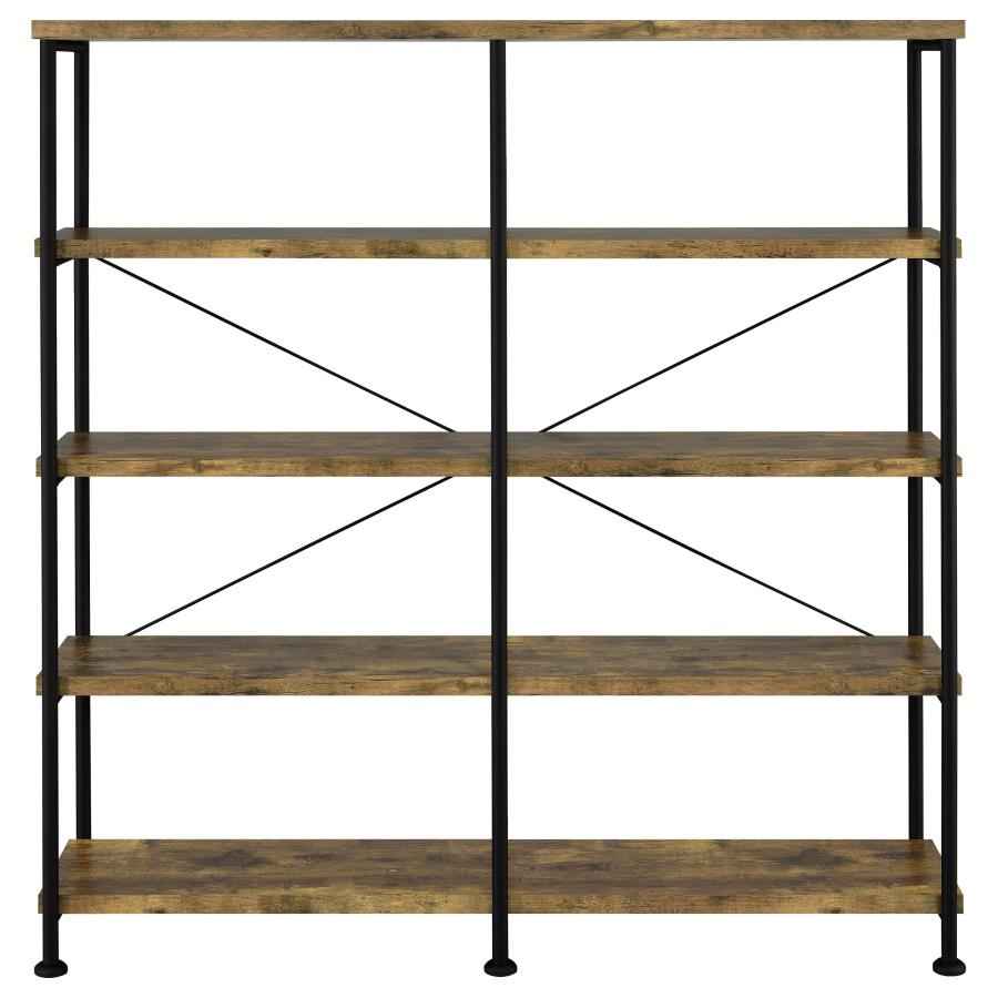Analiese 63-inch 4-shelf Double Bookshelf Rustic Nutmeg