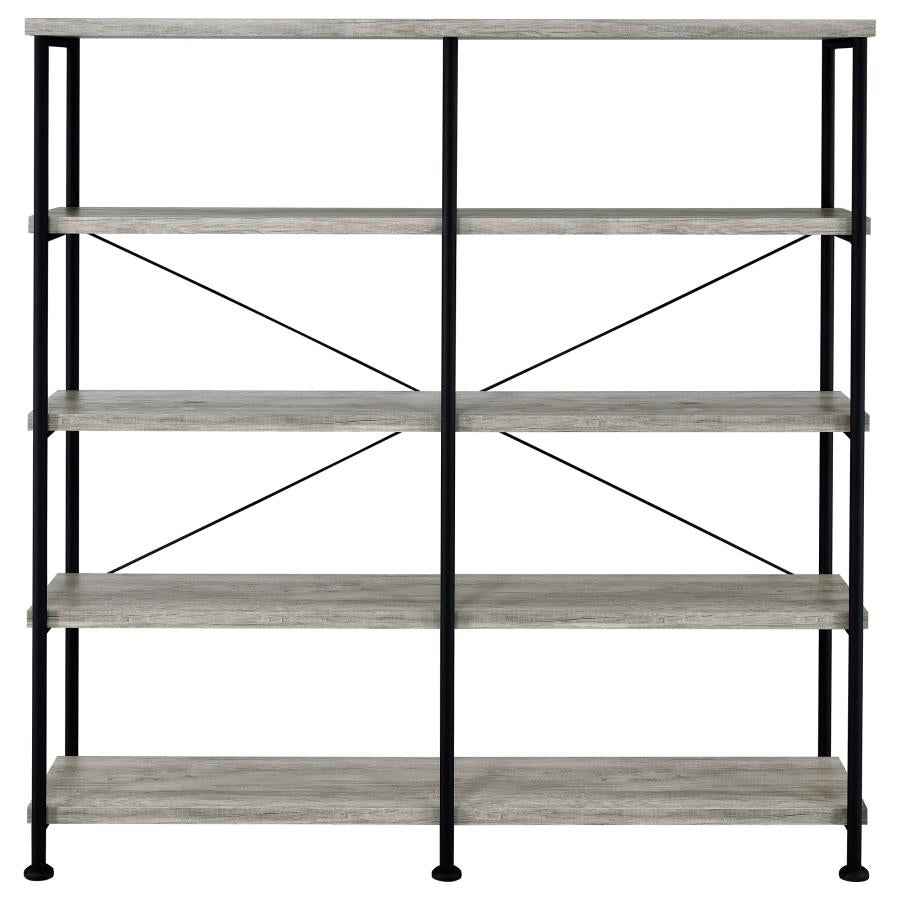 Analiese 63-inch 4-shelf Double Bookshelf Grey Driftwood