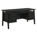 Home & Sleep Outlet - Goodson 64-inch 4-Drawer Double Pedestal Computer Desk Black