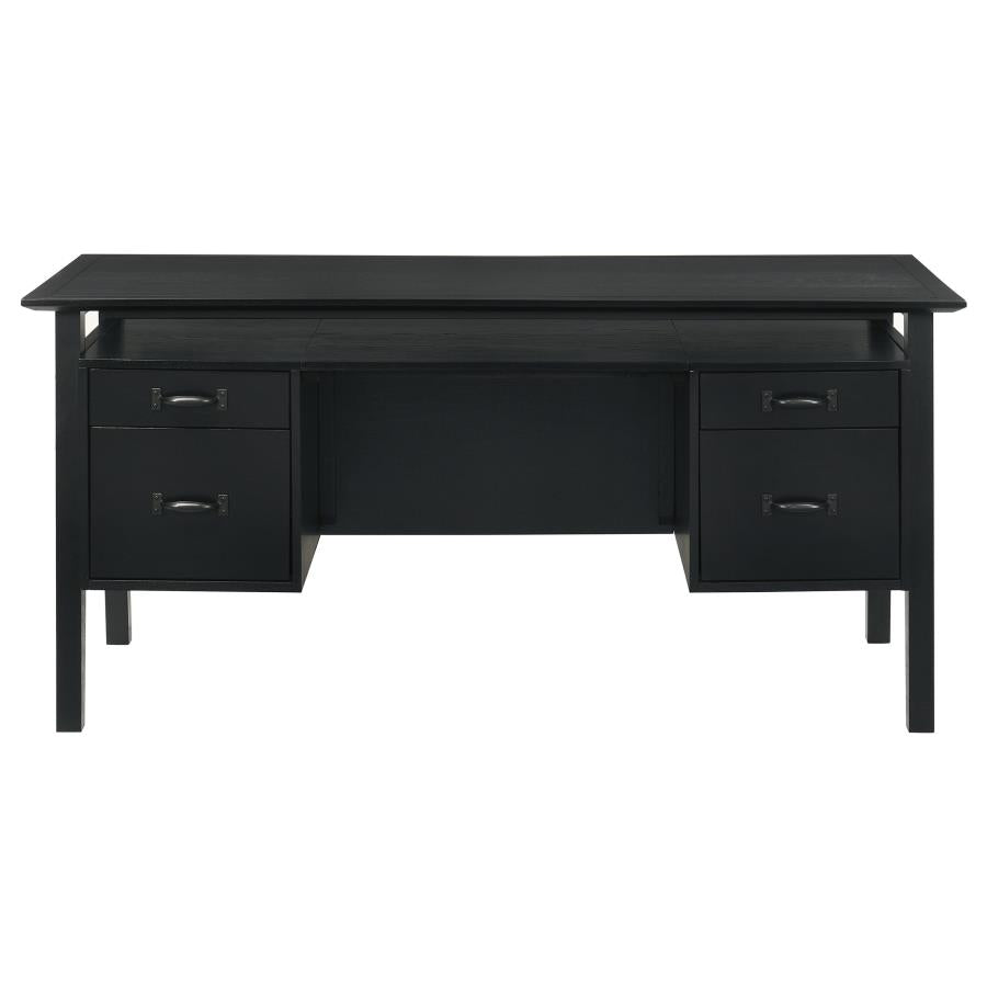 Home & Sleep Outlet - Goodson 64-inch 4-Drawer Double Pedestal Computer Desk Black
