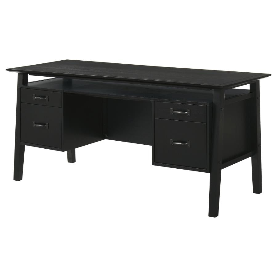 Home & Sleep Outlet - Goodson 64-inch 4-Drawer Double Pedestal Computer Desk Black