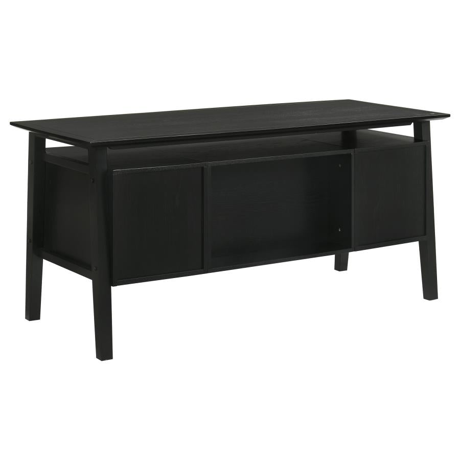 Home & Sleep Outlet - Goodson 64-inch 4-Drawer Double Pedestal Computer Desk Black