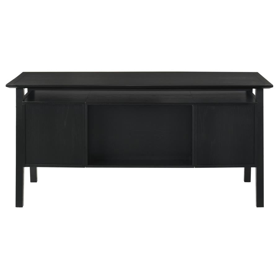 Home & Sleep Outlet - Goodson 64-inch 4-Drawer Double Pedestal Computer Desk Black