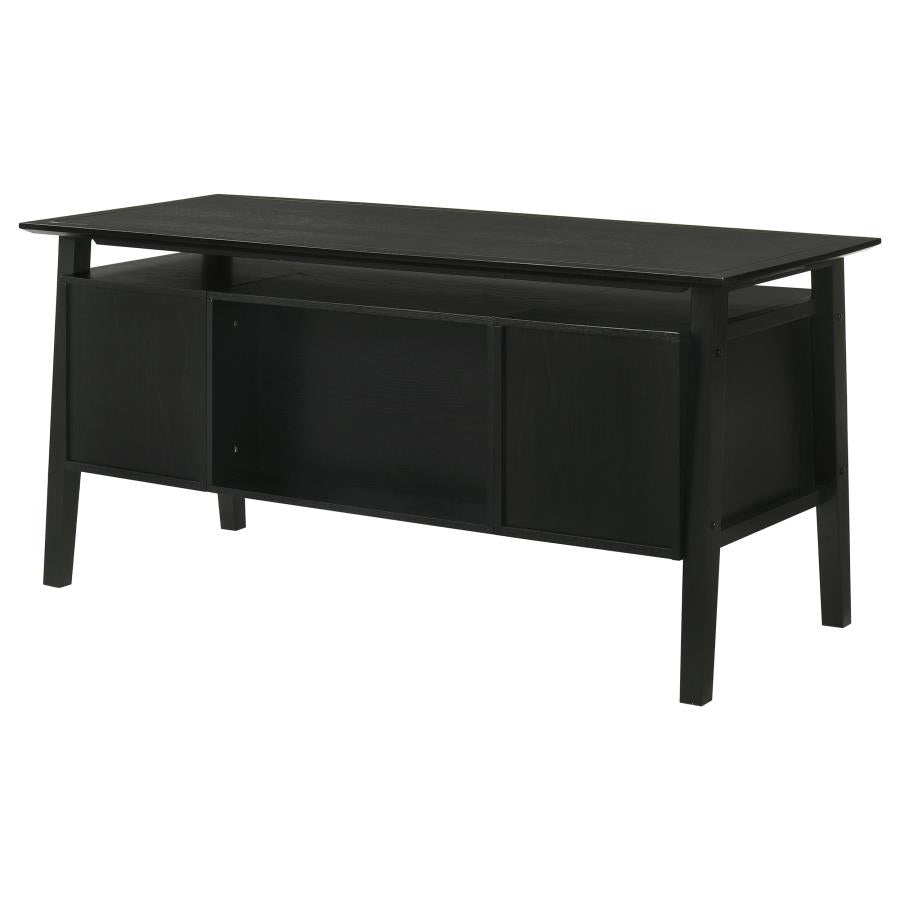 Home & Sleep Outlet - Goodson 64-inch 4-Drawer Double Pedestal Computer Desk Black