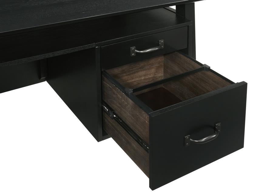 Home & Sleep Outlet - Goodson 64-inch 4-Drawer Double Pedestal Computer Desk Black