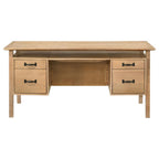 Home & Sleep Outlet - Goodson 64-inch 4-Drawer Double Pedestal Computer Desk Distressed Light Brown