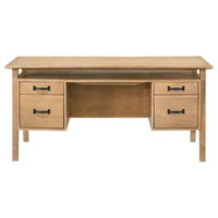 Goodson 64-inch 4-Drawer Double Pedestal Computer Desk Distressed Light Brown