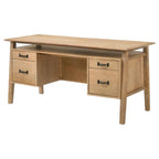Home & Sleep Outlet - Goodson 64-inch 4-Drawer Double Pedestal Computer Desk Distressed Light Brown