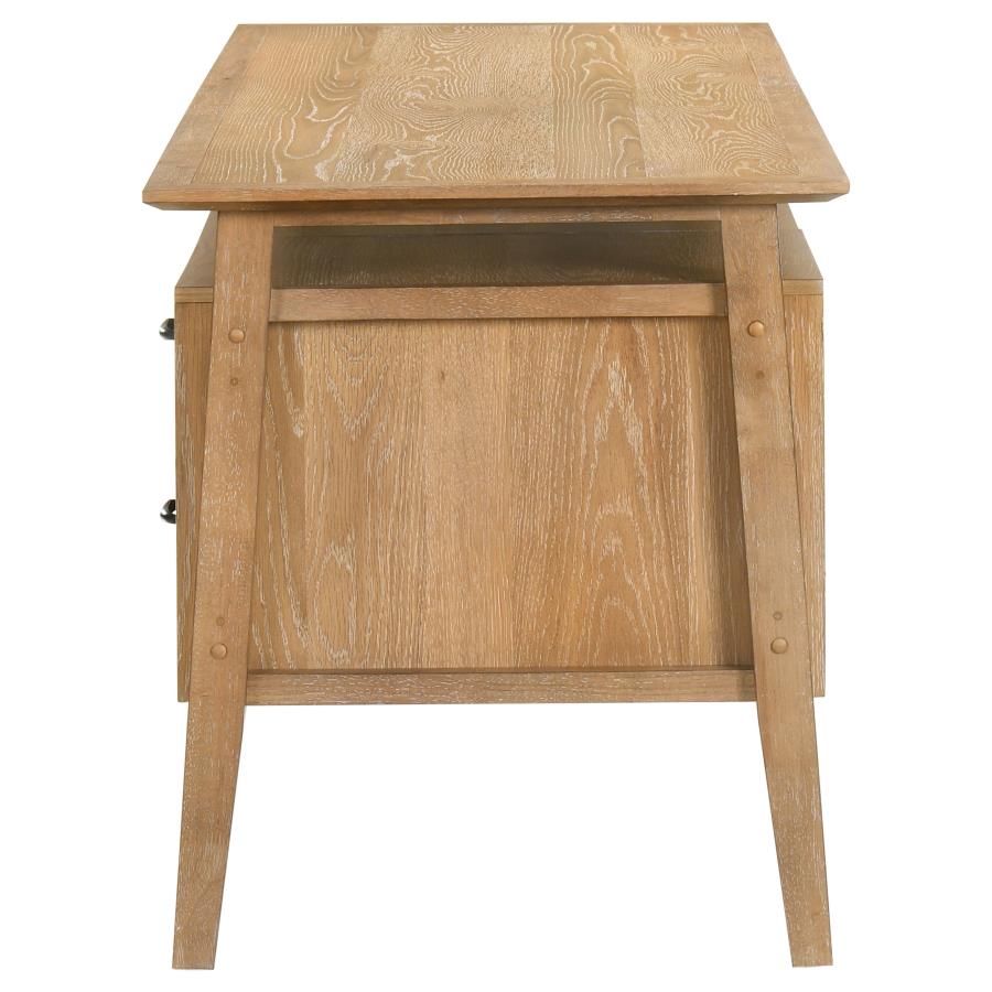Home & Sleep Outlet - Goodson 64-inch 4-Drawer Double Pedestal Computer Desk Distressed Light Brown