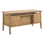 Home & Sleep Outlet - Goodson 64-inch 4-Drawer Double Pedestal Computer Desk Distressed Light Brown
