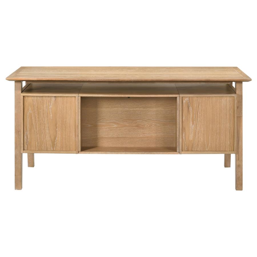 Home & Sleep Outlet - Goodson 64-inch 4-Drawer Double Pedestal Computer Desk Distressed Light Brown