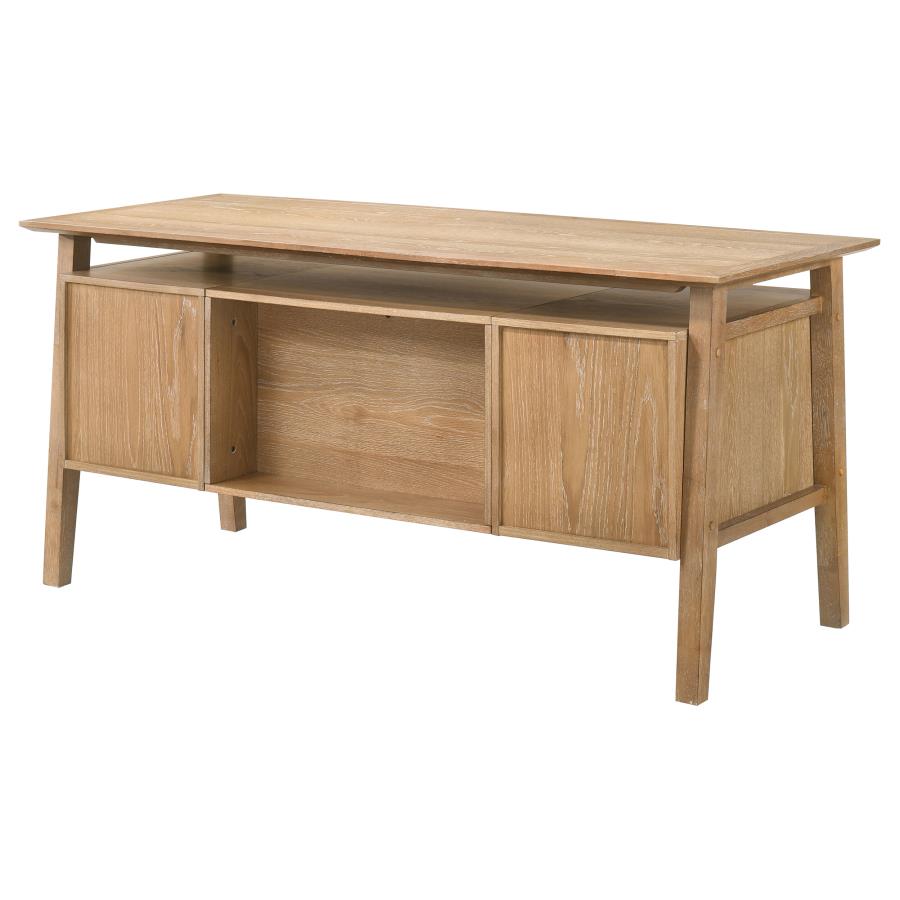 Home & Sleep Outlet - Goodson 64-inch 4-Drawer Double Pedestal Computer Desk Distressed Light Brown