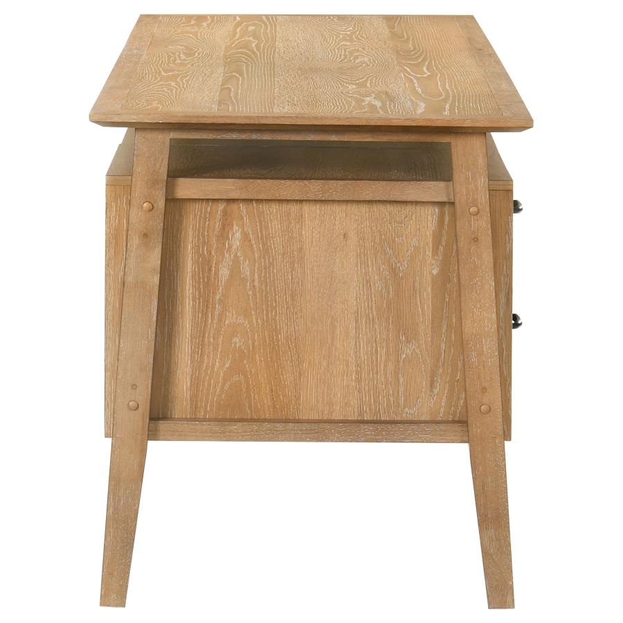 Home & Sleep Outlet - Goodson 64-inch 4-Drawer Double Pedestal Computer Desk Distressed Light Brown