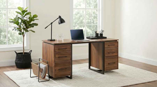 Berhalter 6-Drawer Double Pedestal File Computer Desk
