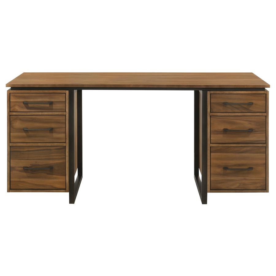 Home & Sleep Outlet - Berhalter 6-Drawer Double Pedestal File Computer Desk