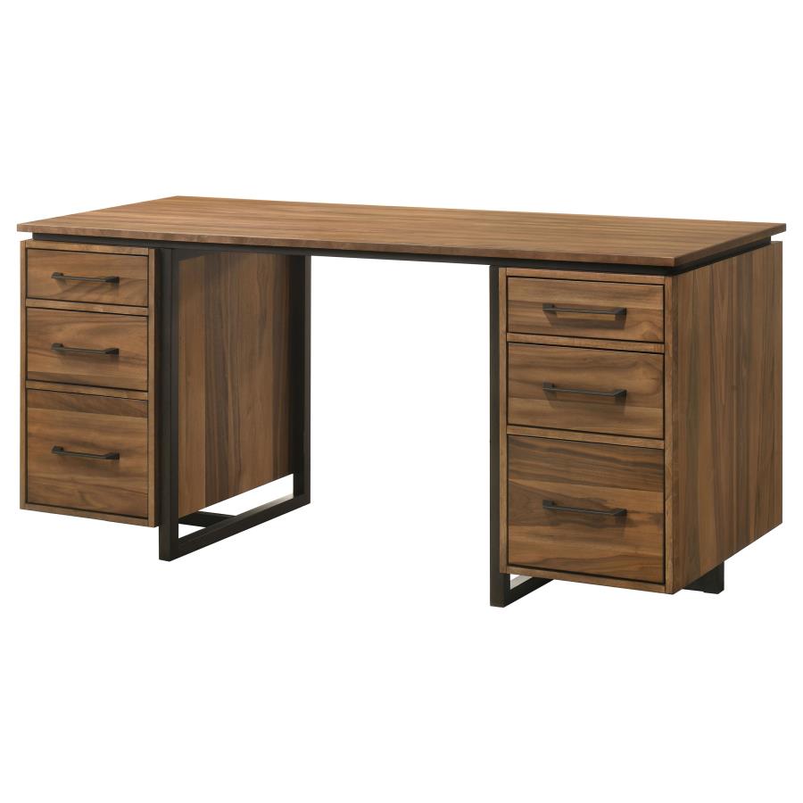 Home & Sleep Outlet - Berhalter 6-Drawer Double Pedestal File Computer Desk