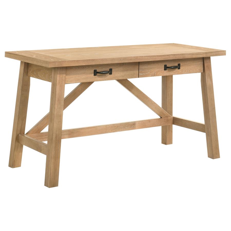 Home & Sleep Outlet - Fabian 54-inch 2-drawer Computer Writing Desk Distressed Light Brown
