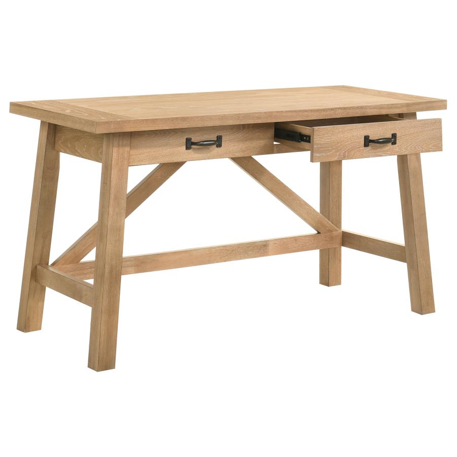 Home & Sleep Outlet - Fabian 54-inch 2-drawer Computer Writing Desk Distressed Light Brown