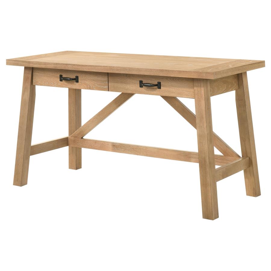 Home & Sleep Outlet - Fabian 54-inch 2-drawer Computer Writing Desk Distressed Light Brown