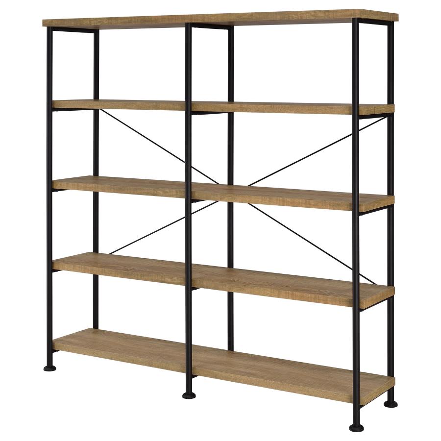 Home & Sleep Outlet - Analiese 63-inch 4-shelf Double Bookshelf Mango
