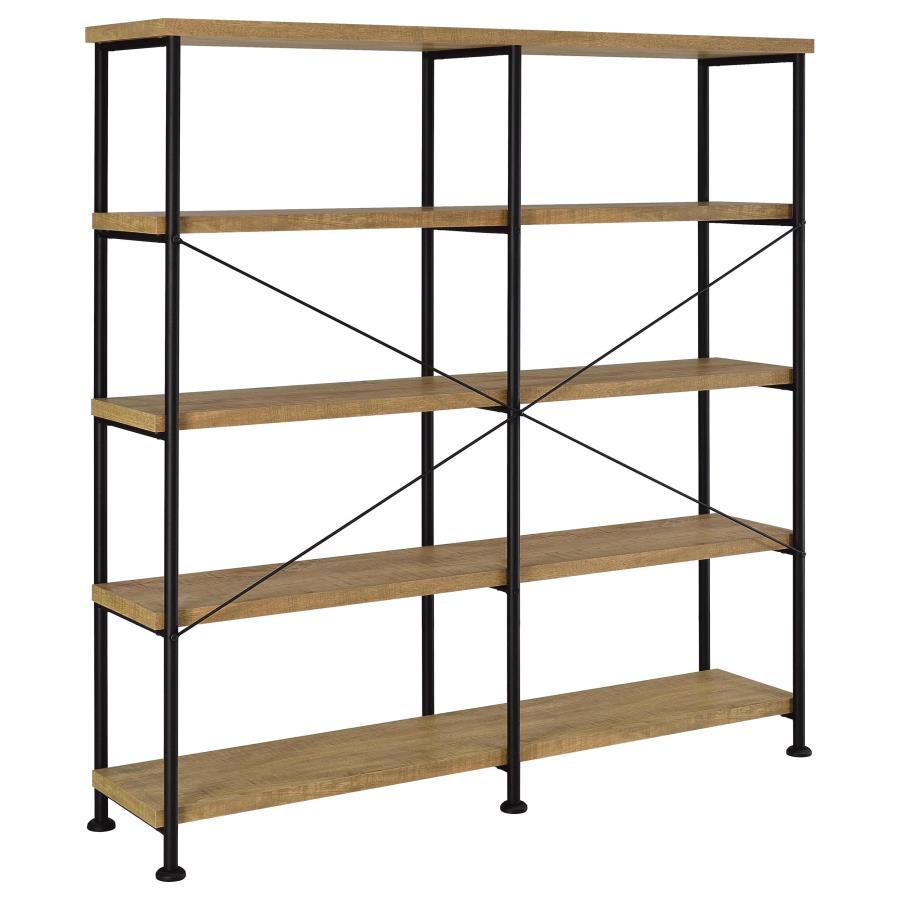 Home & Sleep Outlet - Analiese 63-inch 4-shelf Double Bookshelf Mango