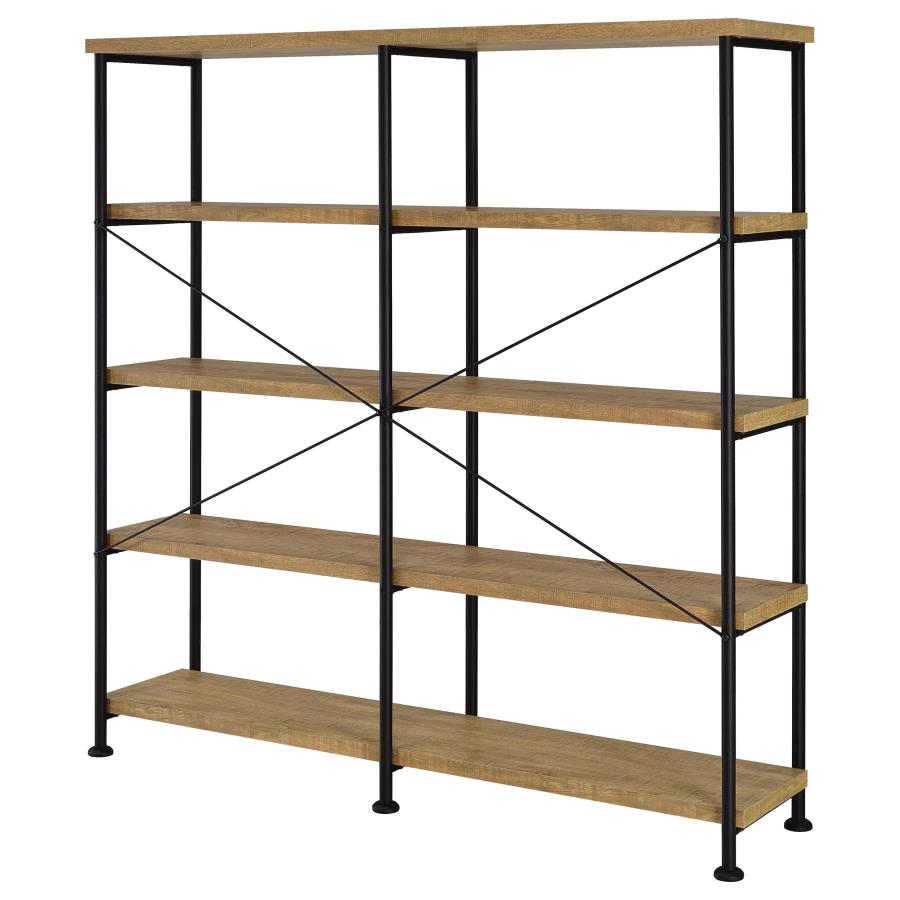 Home & Sleep Outlet - Analiese 63-inch 4-shelf Double Bookshelf Mango