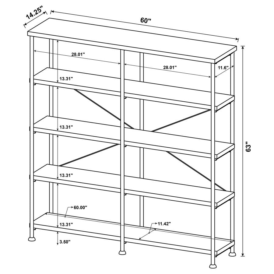 Home & Sleep Outlet - Analiese 63-inch 4-shelf Double Bookshelf Mango