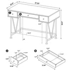 Home & Sleep Outlet - Analiese 47-inch 3-drawer Writing Desk Mango