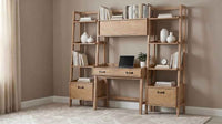 Fabian 4-piece Computer Desk and Bookshelf Set Distressed Light Brown