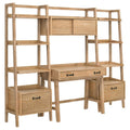Fabian 4-piece Computer Desk and Bookshelf Set Distressed Light Brown