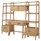 Fabian 4-piece Computer Desk and Bookshelf Set Distressed Light Brown