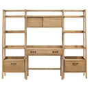 Fabian 4-piece Computer Desk and Bookshelf Set Distressed Light Brown