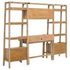 Fabian 4-piece Computer Desk and Bookshelf Set Distressed Light Brown
