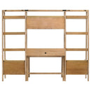 Fabian 4-piece Computer Desk and Bookshelf Set Distressed Light Brown