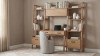 Fabian 4-piece Computer Desk and Bookshelf Set Distressed Light Brown
