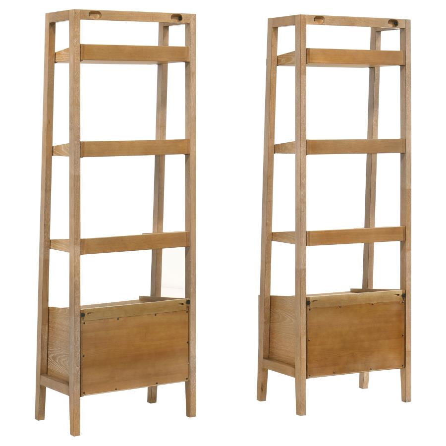 Home & Sleep Outlet - Fabian 2-piece 3-shelf Bookshelf with Drawer Distressed Light Brown