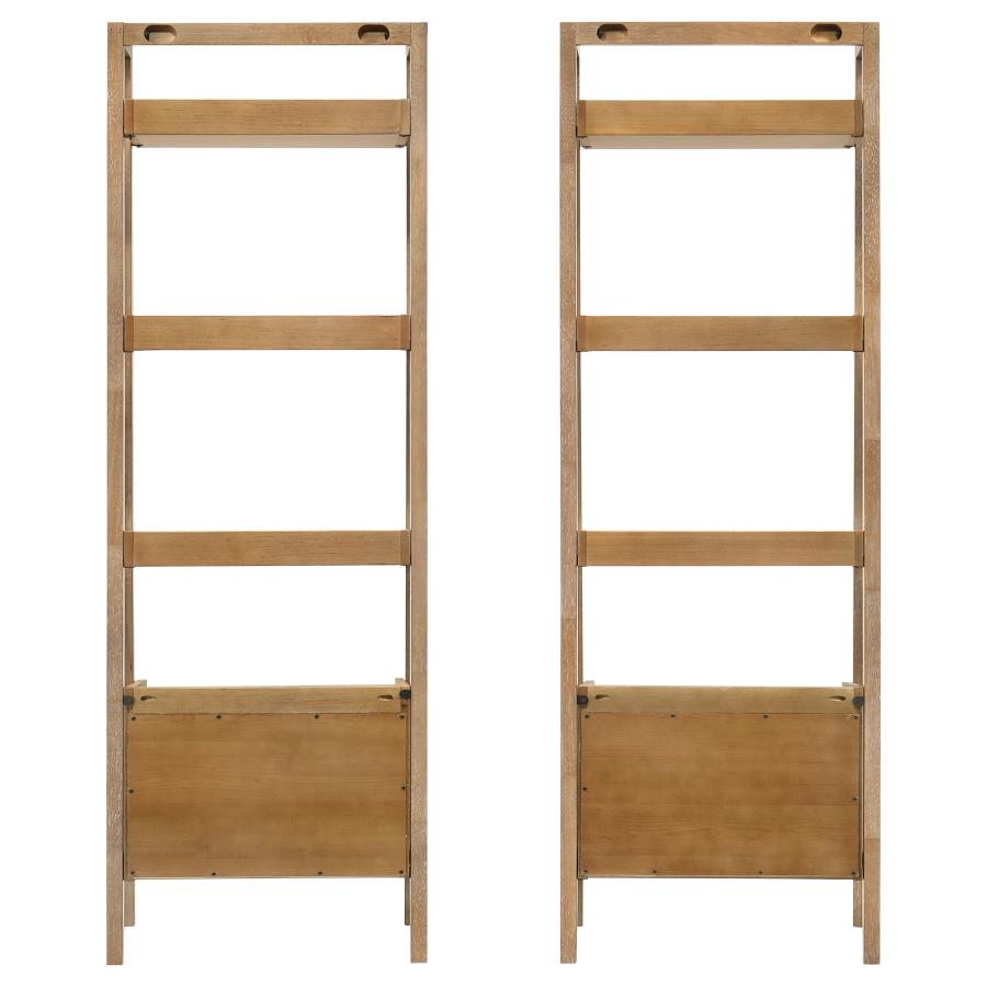 Home & Sleep Outlet - Fabian 2-piece 3-shelf Bookshelf with Drawer Distressed Light Brown