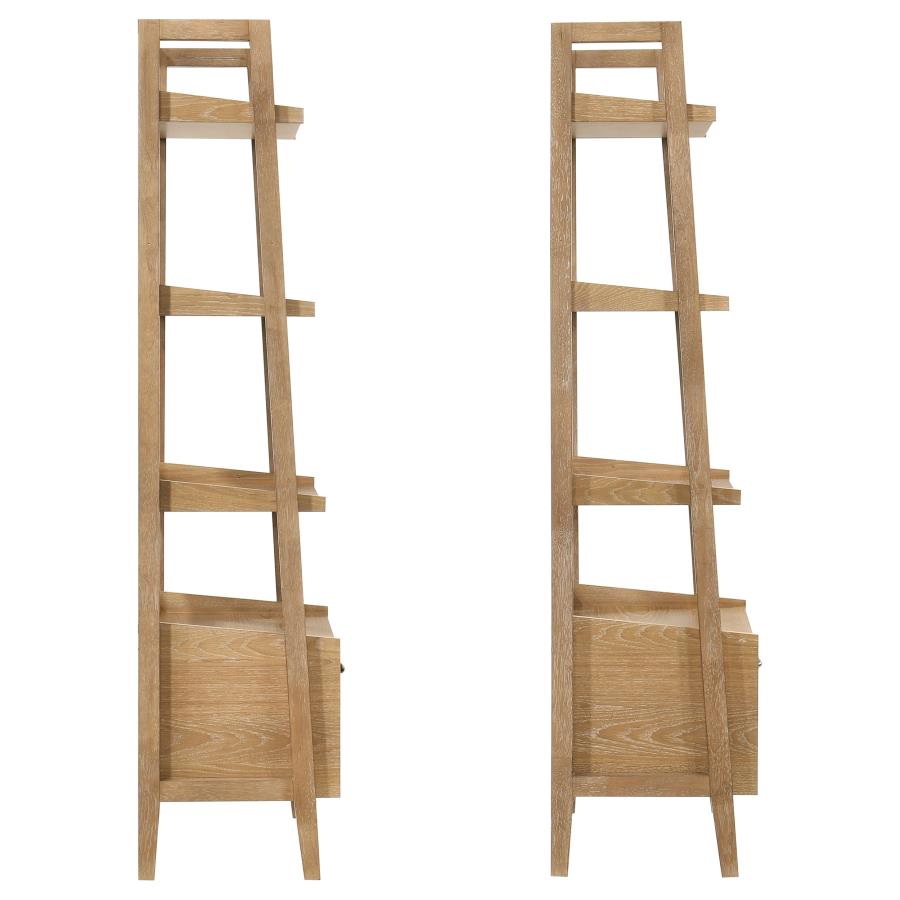 Home & Sleep Outlet - Fabian 2-piece 3-shelf Bookshelf with Drawer Distressed Light Brown
