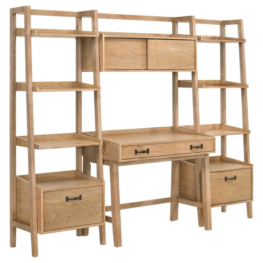Home & Sleep Outlet - Fabian Bookshelf Bridge with Cubbies Distressed Light Brown