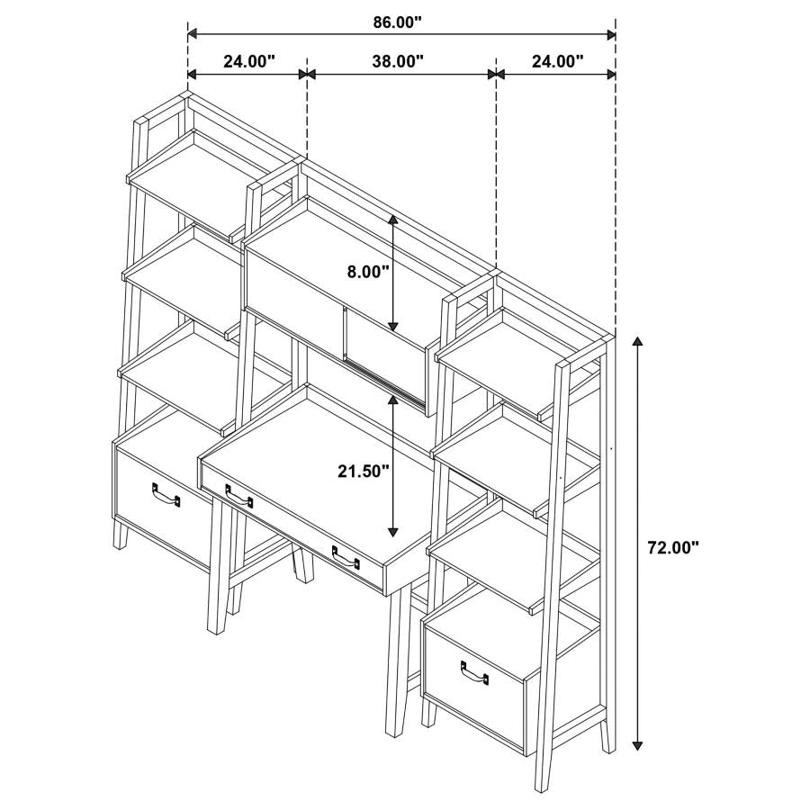 Home & Sleep Outlet - Fabian Bookshelf Bridge with Cubbies Distressed Light Brown