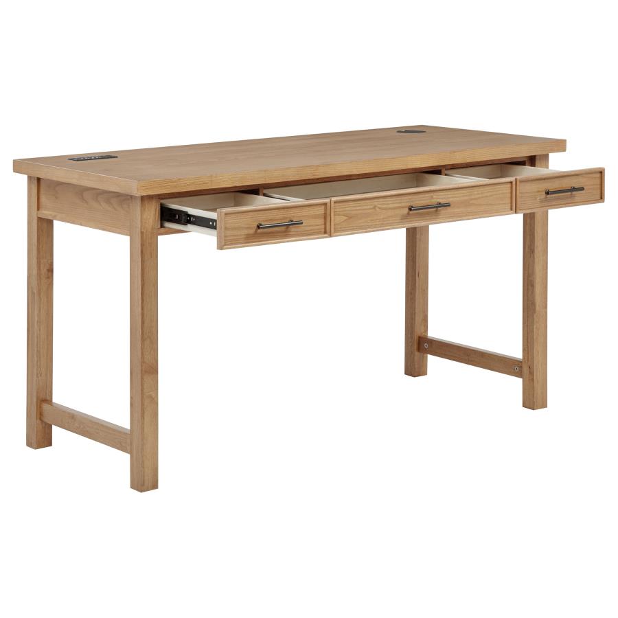 Home & Sleep Outlet - Vermes 55-inch 3-drawer Writing Desk with Power Outlet Light Ash