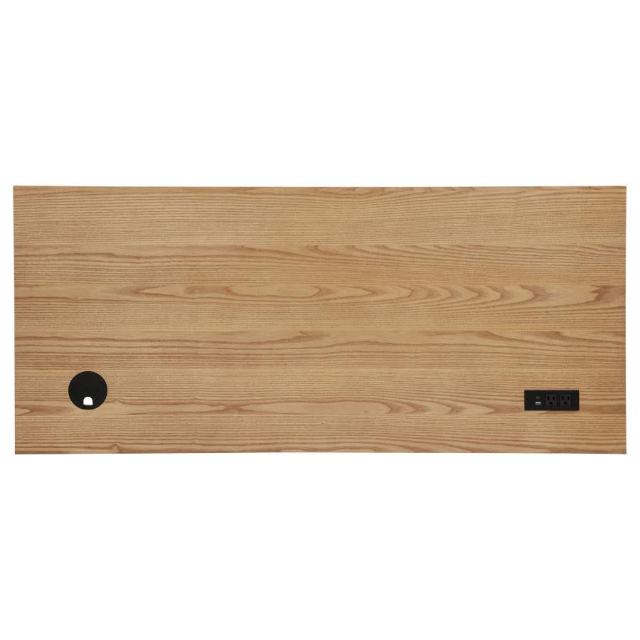 Home & Sleep Outlet - Vermes 55-inch 3-drawer Writing Desk with Power Outlet Light Ash