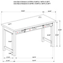 Vermes 55-inch 3-drawer Writing Desk with Power Outlet Light Ash
