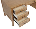 Home & Sleep Outlet - Vermes 66-inch 7-drawer Computer Desk with Power Outlet Light Ash