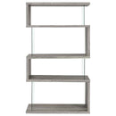 Emelle 63-inch 4-shelf Glass Panel Bookshelf Grey Driftwood