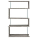 Emelle 63-inch 4-shelf Glass Panel Bookshelf Grey Driftwood