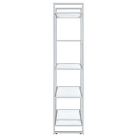 Hartford 79-inch 5-shelf Glass Bookshelf Chrome