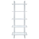 Hartford 79-inch 5-shelf Glass Bookshelf Chrome